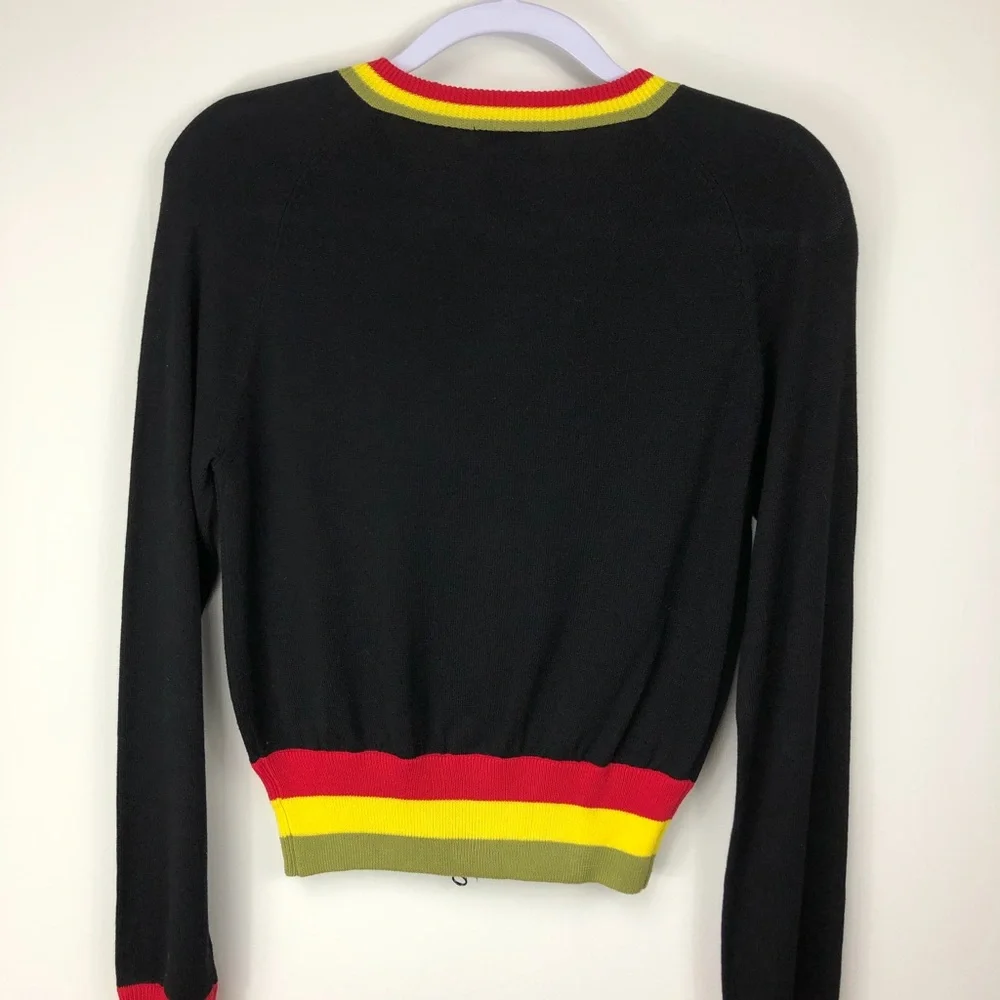 Wet seal zip up cropped logo sweater jacket‎ Sz M